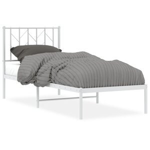 vidaXL Cadre de lit métal sans matelas avec tête de lit blanc 75x190cm