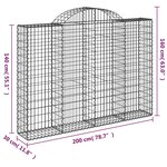 vidaXL Paniers à gabions arqués 8 Pièces 200x30x140/160 cm Fer galvanisé