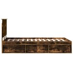 vidaXL Cadre de lit avec tiroir Chêne fumé 135 x 190 cm Pin massif