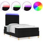 vidaXL Lit à ressorts avec matelas et LED Noir 120x190 cm Tissu