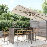 vidaXL Ensemble de bar jardin 9 Pièces gris poly rotin/bois massif acacia