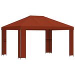 vidaXL Pavillon 4 × 3 m Terre cuite Polyester et Acier 190 gsm