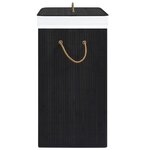 Vidaxl panier à linge avec une seule section bambou noir