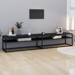 vidaXL Meuble TV Marbre noir 220x40x40 5 cm Verre trempé