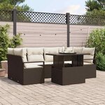 vidaXL Ensemble de canapé de jardin 7 Pièces Marron Poly rotin