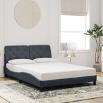 vidaXL Cadre de lit avec LED sans matelas gris foncé 140x190cm velours