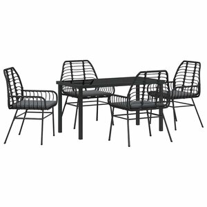 vidaXL Ensemble de salle à manger pour jardin 5 Pièces Noir polyrotin