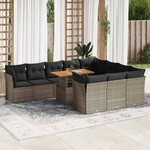 vidaXL Salon de jardin 11 Pièces avec coussins gris résine tressée