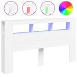 vidaXL Tête de lit à LED blanc 180x18 5x103 5 cm bois d'ingénierie