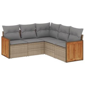 vidaXL Salon de jardin avec coussins 5 Pièces beige résine tressée