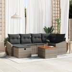 vidaXL Ensemble de canapé de jardin 7 pièces avec coussins en poly rattan gris