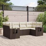 vidaXL Salon de jardin avec coussins 6 Pièces marron résine tressée