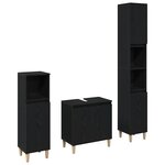vidaXL Ensemble de mobilier de salle de bain avec stockage 3 Pièces Noir