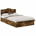 vidaXL Lit de Rangement Chêne fumé 135 x 190 cm Bois d'ingénierie