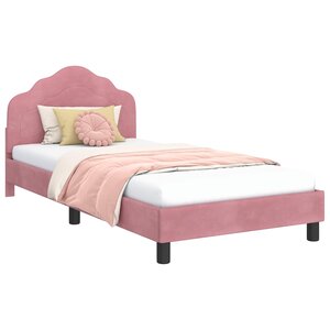 vidaXL Cadre de lit pour enfants avec tête de lit Rose 90 x 200 cm