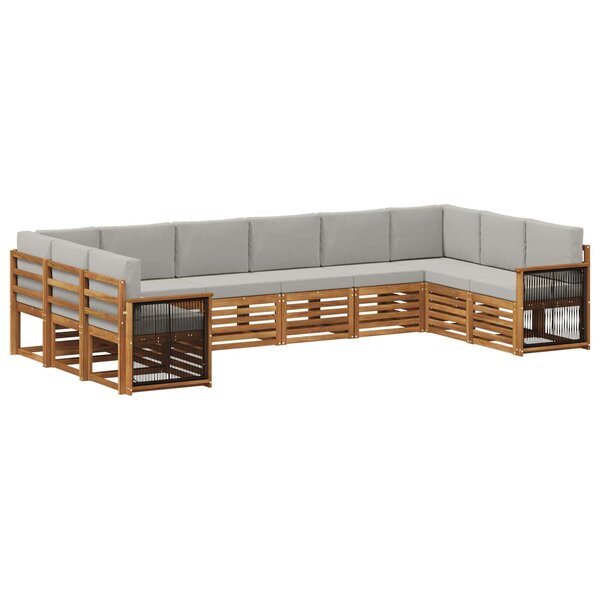 vidaXL Ensemble de canapé d'angle 7 Pièces Naturel et gris clair