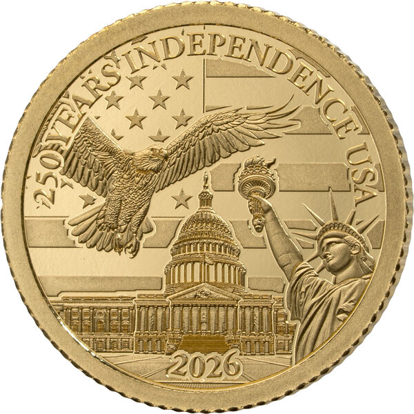 Monnaie AMERICAN INDEPENDENCE 250 Anniversaire 0.5 g Or 10$ Barbados 2026 (PRÉCOMMANDE)
