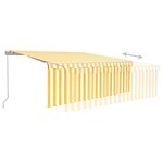 Vidaxl auvent manuel rétractable avec store et led 4 5x3 m jaune blanc