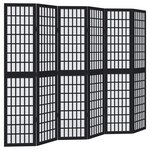 vidaXL Cloison de séparation 6 panneaux noir bois de paulownia massif