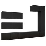 vidaXL Ensemble de meuble TV 7 Pièces Noir Bois d'ingénierie