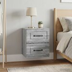 vidaXL Cabinet de chevet mural 2 Pièces Sonoma gris 34 5 x 33 x 40 cm