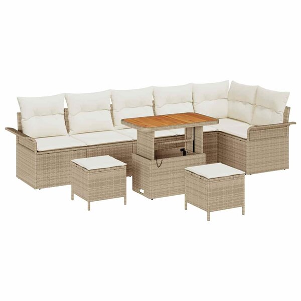 vidaXL Ensemble de canapé de jardin 9 Pièces Beige  Crème 90 x 55 x 71 cm