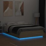 vidaXL Cadre de lit avec LED sans matelas chêne sonoma 150x200 cm