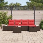 vidaXL Ensemble de canapé de jardin 6 Pièces Marron polyrotin