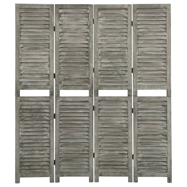 vidaXL Cloison de séparation 4 panneaux Gris 143x166 cm Bois solide