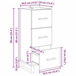 vidaXL Buffet Chêne noir 34 5 x 34 x 90 cm Bois d'ingénierie et fer