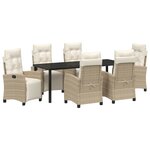 vidaXL Ensemble de salle à manger pour jardin 7 Pièces Beige polyrotin
