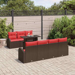 vidaXL Ensemble de canapé de jardin 8 Pièces Marron Poly rotin