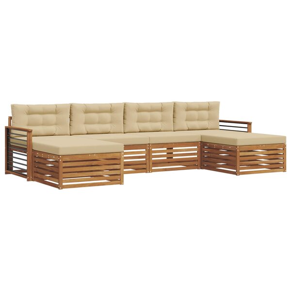 vidaXL Ensemble de canapés d'extérieur 6 pc Naturel et Beige