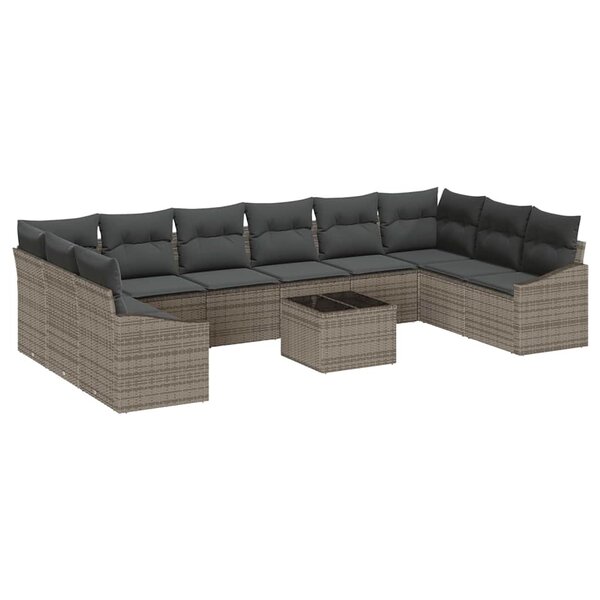 vidaXL Ensemble de salle à manger pour jardin 11 Pièces Gris clair