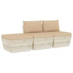 vidaXL Salon de jardin palette 3 Pièces avec coussins bois d'épicéa