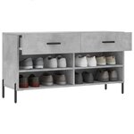 vidaXL Banc à chaussures gris béton 102x35x55 cm bois d'ingénierie