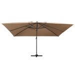 vidaXL Parasol de jardin en porte-à-faux lumières LED mât en aluminium