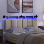 vidaXL Tête de lit suspendue Avec lumière LED Crème Tissu