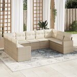 vidaXL Salon de jardin avec coussins 9 Pièces beige résine tressée