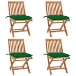 vidaXL Chaises pliables de jardin avec coussins lot de 4 Teck solide