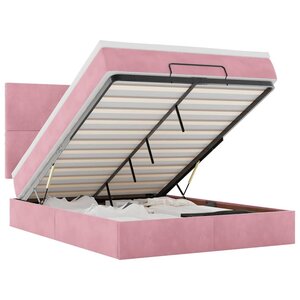 vidaXL Cadre de lit ottoman avec matelas rose 140x190 cm velours