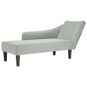 vidaXL Fauteuil long avec accoudoir droit gris clair velours
