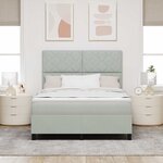 Lit Box Spring vidaXL avec Matelas & Lumière LED Gris clair 160x200 cm Velours
