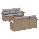 vidaXL Ensemble de canapé de jardin 7 Pièces Beige Poly rotin