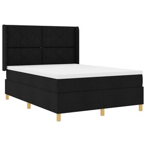 vidaXL Lit à Ressorts avec matelas Noir 140 x 200 cm tissu