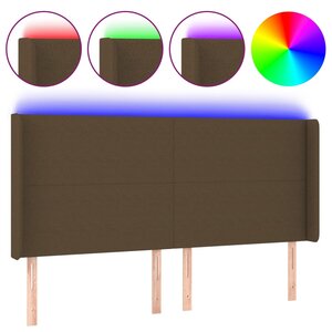 vidaXL Tête de lit à LED Marron foncé 203x16x118/128 cm Tissu