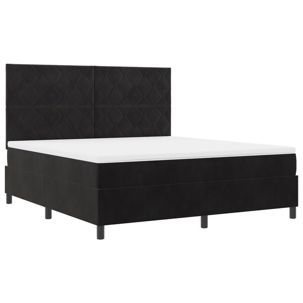 Lit Box Spring vidaXL avec Matelas & LED Noir 180x200 cm Velours
