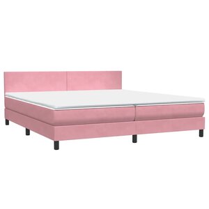 vidaXL Sommier à lattes de lit avec matelas rose 180x210 cm velours