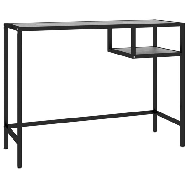 Bureau table poste de travail meuble d'ordinateur informatique étude d'ordinateur Marbre 100 x 36 x 74 cm Verre trempé noir 02_0023735