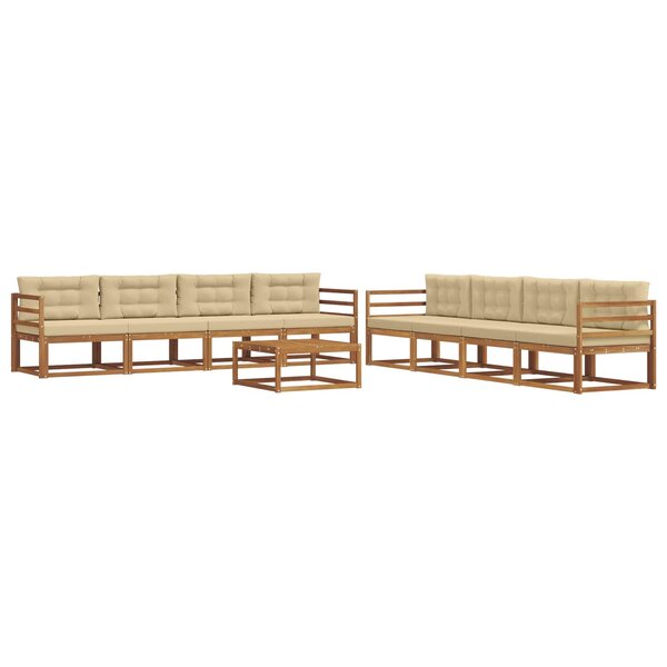 vidaXL Ensemble de canapés d'extérieur 9 Pièces Naturel et Beige